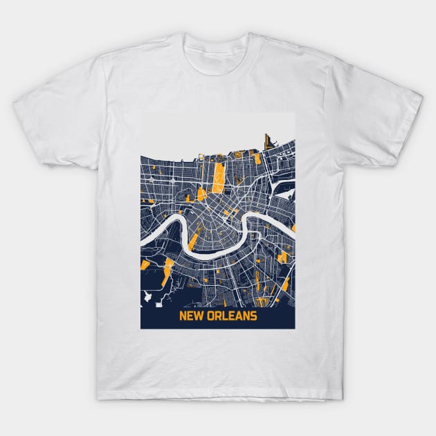 New Orleans - Louisiana Bluefresh City Map T-Shirt by tienstencil